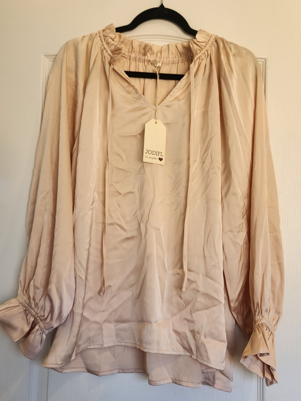JODIFL Cream Long-Sleeve Peasant Blouse L BNWT